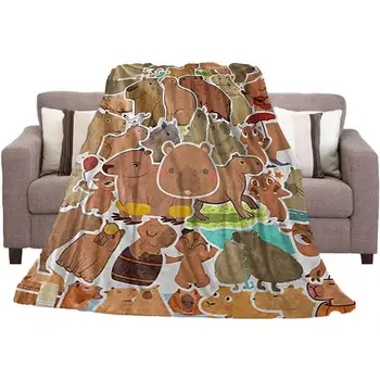 Capybara metimo antklodė | Mielos kapibaros gyvūnų antklodės Minkšti flaneliniai jaukūs metimai | Lengva šilkinė Capybara antklodė kelionėms